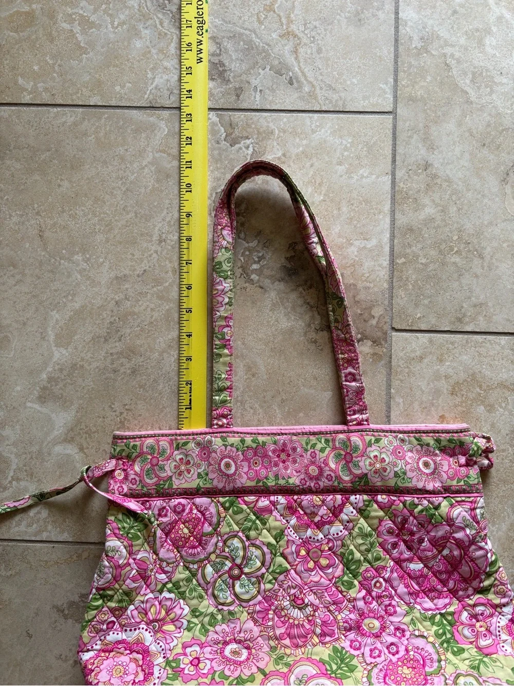 Vera Bradley Quilted Floral Tote Bag in Pink and Green - Picture 3 of 4